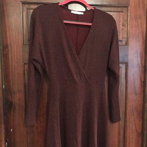 Lush maroon cross-front sweater dress size M